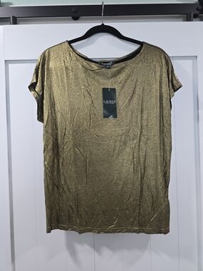 Ralph Lauren Metallic Gold Short Sleeve Tee
